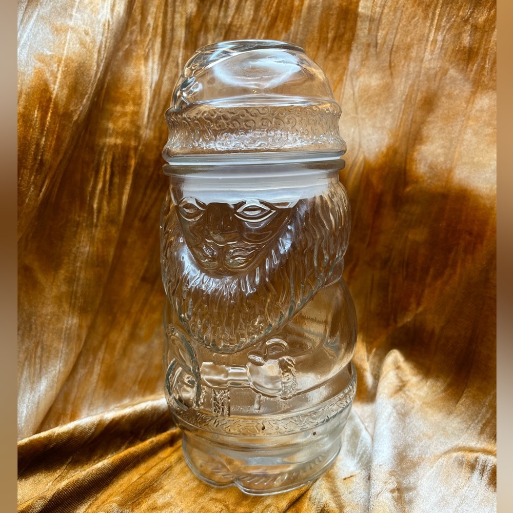 Seasonal Kitchen Glass Santa Claus Jar Storage Container